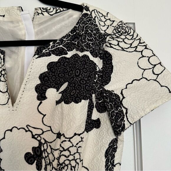 Peter Som Career Dress / Cocktail Dress in black and white print w/ beaded belt - Picture 7 of 15